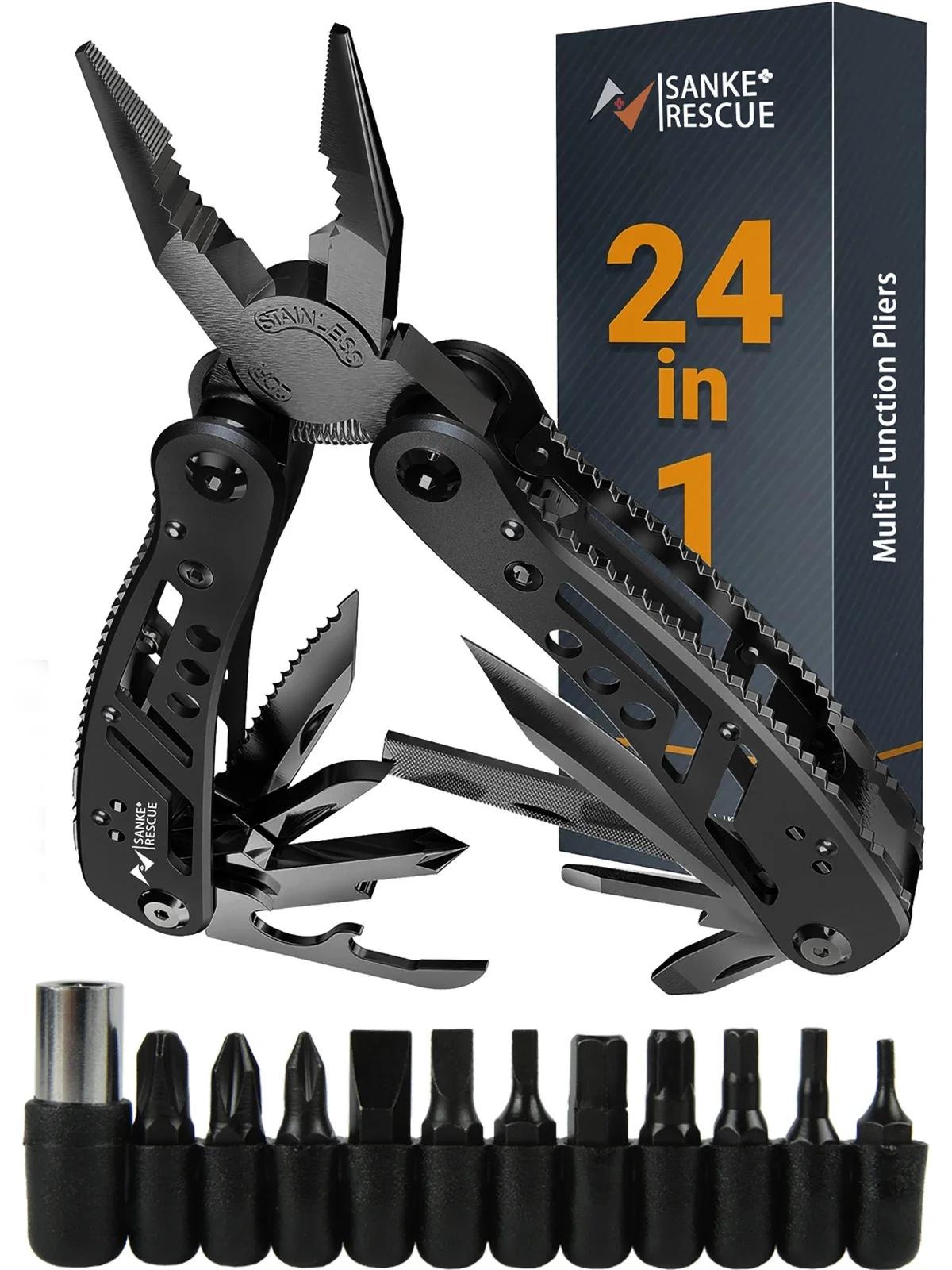Alicata Multitool com Multi-ferramenta Profissional para Sobrevivência, Acampamento e Caça, Presentes para Homens, Pai, Banda Hus, 24-in-1 - Image 1
