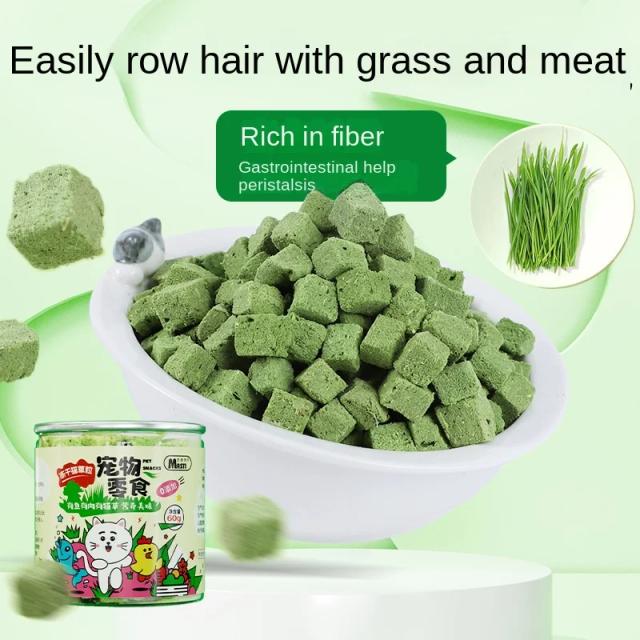 Biscoitos Congelados de Grama Seca para Pets: Snack Peludo para Combater Hairballs e Limpeza Dental