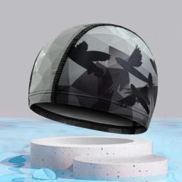 Caps de natação rápida para homens e mulheres, Respirável Impresso, Proteção de orelha de cabelo comprido - Image 5