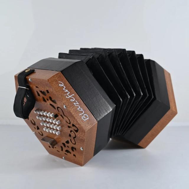 Acordeão Hexagonal Blazefine para Adultos com Concertina Inglesa e Bolsa de Transporte - Jogo Profissional com Mesma Nota em Pull e Push