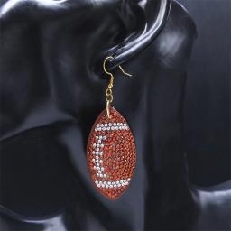Cristal strass brincos para mulheres, brincos de futebol fofos, bolas de tênis de rugby, futebol e futebol, jóias americanas - Image 5
