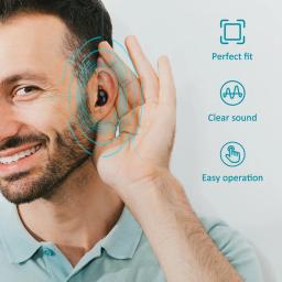 Mini aparelho auditivo invisível ajustável para surdos e idosos, amplificador de som sem fio, recarregável e portátil, ITE, melhor, 2024 - Image 5