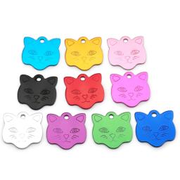 Placa de alumínio personalizada para animais de estimação, Cat Face ID Tag, gatinho Anti-Lost Collar, gravura, atacado, 100pcs - Image 3