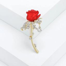 Broches de strass rosa para mulheres, alfinetes de flores de esmalte, presentes de mochila de festa, acessórios unisex - Image 1