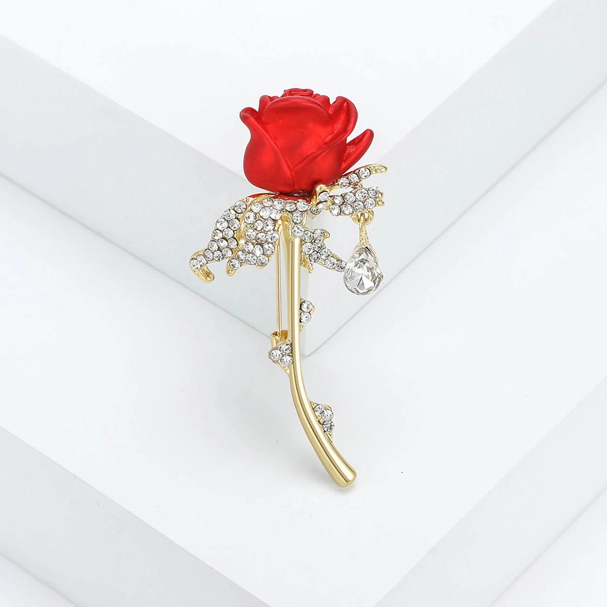 Broches de strass rosa para mulheres, alfinetes de flores de esmalte, presentes de mochila de festa, acessórios unisex - Image 1