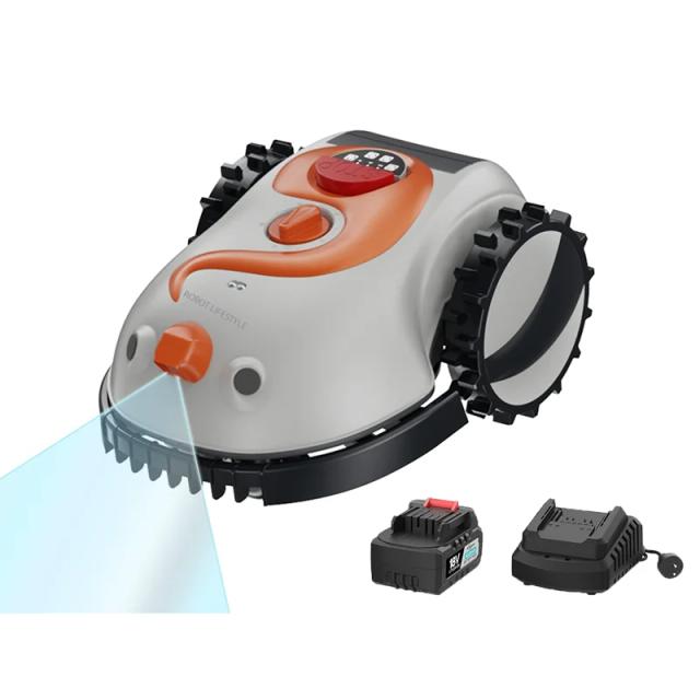 Cortador de Grama Robótico Inteligente Sem Fio 200m² com Bateria Removível 4.0Ah e Sensor Visual