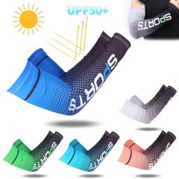 Luvas de braço de gelo esportivo para homens, ciclismo, UV, solar, manguito respirável, proteção solar, impressão da capa do braço, anti-queimaduras solares, manga longa, verão - Image 1