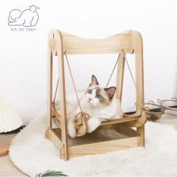 Pendurado De Madeira Pet Balanço Berço, Berço Do Gato, Gatinho Balançando Cama, Cesta Do Ninho, Cadeira Deitada, Pequenos Animais Suprimentos, Acessórios - Image 1
