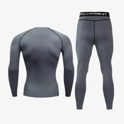 Ternos esportivos de compressão masculinos, conjuntos de corrida, secagem rápida, treinamento apertado, ginásio Fitness, traje de treino Rashguard, conjunto de roupas esportivas masculinas, novo, 2 peças - Image 2