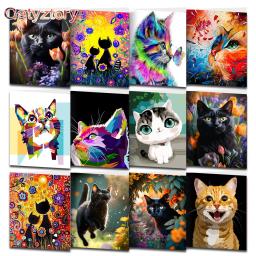 Gatyztory-Tinta Acrílica por Números para Adultos, Gatos Coloridos, Animais Imagem, Colorir por Números, Arte Da Parede, Home Decors - Image 1