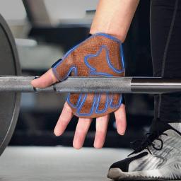 Luvas de ginástica de couro com palmeira acolchoada para homens e mulheres, levantamento de peso, exercício, treino, halterofilismo, pull ups - Image 4
