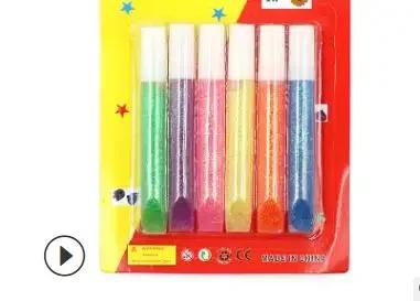 Kit de Arte DIY com Pó Glitter Colorido, Adesivos Rglitter e Caneta Cola Líquida - 6 ou 12 Peças para Decoração e Artesanato