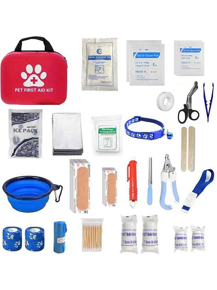 Cães e gatos viagem kit de primeiros socorros suprimentos de emergência, pet kit de primeiros socorros para caminhadas, camping, mochila e caça - Image 1