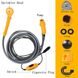 Chuveiro de acampamento 12v elétrica bomba alta pressão caminhadas ao ar livre viagem chuveiro portátil conjunto planta rega lavadora carro pet limpeza - Image 5
