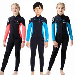 Fato de mergulho em neoprene infantil completo, maiô profissional de 2 peças para natação, surf e praia, mantém-se quente, 2,5mm - Image 1