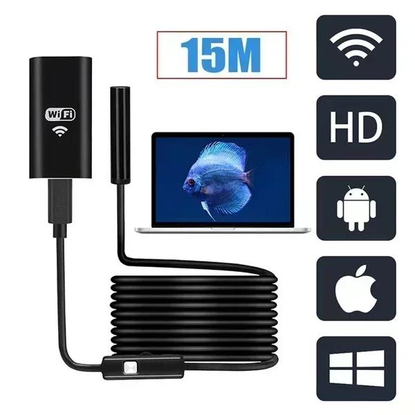 Câmera Subaquática HD IP67 para Pesca com WiFi e Iluminação 8LED, Compatível com Celulares e Tablets