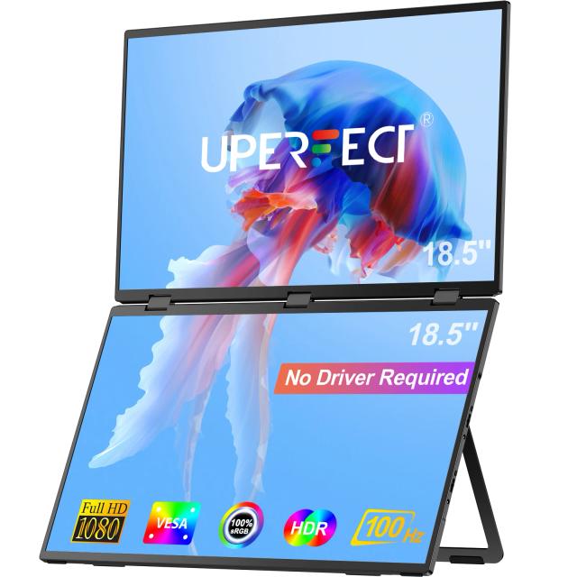 Monitor Portátil UPERFECT UStation Delta 15,6" FHD 1080P: Extensão de Tela para Laptop com Suporte Dobrável e Montagem VESA 360° para Viagens e Trabalho em Múltiplos Monitores