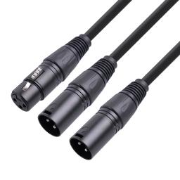 0.5m 3 pinos xlr 1 fêmea para 2 macho cabo de extensão áudio mic y cabo divisor áudio para misturador gravador xlr 3 pinos fêmea - Image 3