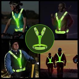 Coletes de segurança reflexivos com luz LED, Colete ajustável, Jaqueta elástica, Colete de ciclismo, 3 modos de luz, Colete esportivo - Image 4