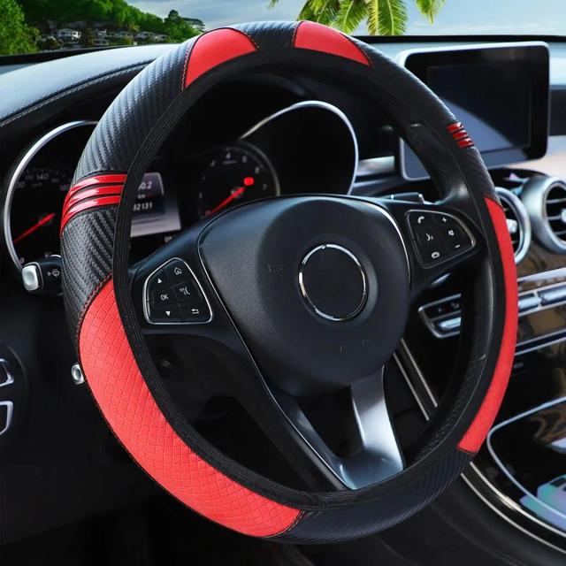 Capa de Volante de Couro para Carro com Design de Gato - Ajuste 14,5-15 Polegadas, Sem Anel Interno, Ideal para Amantes de Animais