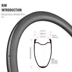 Ryet 700c aro de estrada de carbono 40/45/50/55mm profundidade 28mm clincher sem câmara pronto 24/24h freio a disco bicicleta rimset ciclismo peças - Image 6