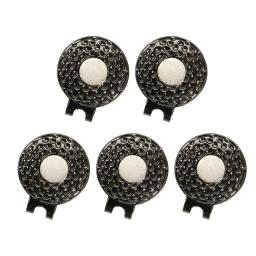 1/5 pçs preto durável liga de zinco magnético chapéu de golfe clipe com bolas marcador titular golfe colocando acessórios verdes 25mm - Image 1