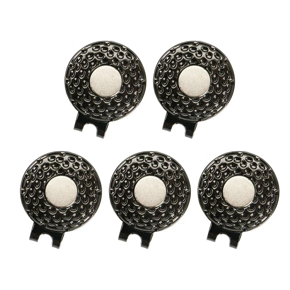 1/5 pçs preto durável liga de zinco magnético chapéu de golfe clipe com bolas marcador titular golfe colocando acessórios verdes 25mm - Image 1
