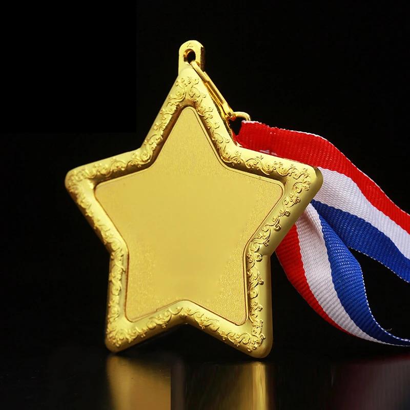 Medalha Em Forma De Pentagrama De Metal De Liga Personalizado, Medalhas De Produção, Competição De Eventos Esportivos Escolares, Prêmios De Estrela De Cinco Pontas, 1Pc - Image 1