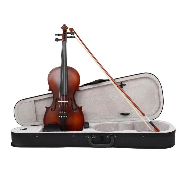 Violino Acústico Profissional 3/4 e 4/4 em Madeira Maciça Fosca com Estojo e Acessórios para Iniciantes