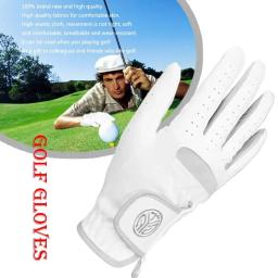 1 pçs masculino mão esquerda luva de golfe mão direita micro fibra macia respirável luvas de golfe dos homens cor branca - Image 2