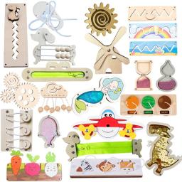 Diy material ocupado placa acessórios montessori auxiliares de ensino do bebê educação precoce aprendizagem habilidade brinquedo parte jogos de tabuleiro de madeira - Image 2