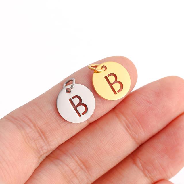 Pingentes redondos de aço inoxidável A-Z para DIY: 5 peças encantadoras para pulseiras e colares