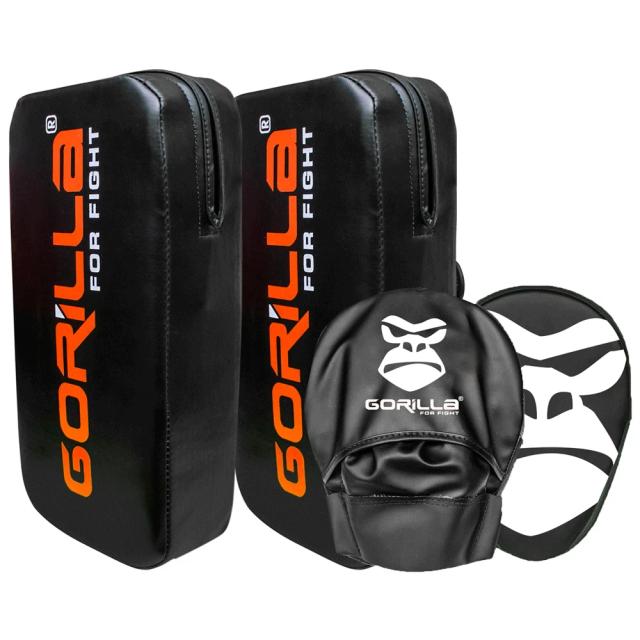 Kit de Muay Thai Gorilla: Aparador de Almofada para Chute e Manopla de Foco para Socos