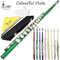 16 buracos c chave flauta ocidental concerto cuproníquel vermelho transversal flauta instrumento de sopro com caso chave de fenda pano de limpeza - Image 1