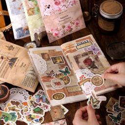Conjunto de adesivos de material artesanal, Vintage Journal Envelope Collage, Caixa decorativa de borboleta planta, Pacote 100 pcs - Image 6