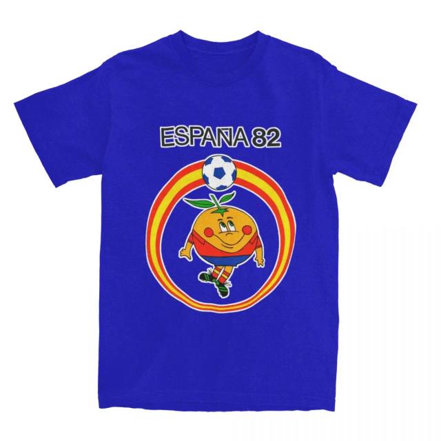 Camiseta Vintage Masculina de Futebol da Espanha 82 em Algodão Puro, Manga Curta e Tamanho Plus Size