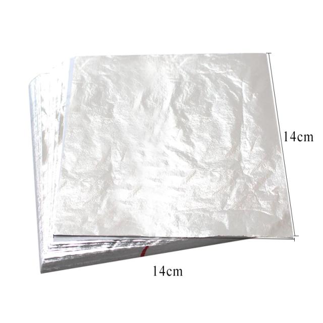 Folhas de Prata de Imitação em Alumínio para Decoração e Artesanato - 100 Peças 14x14cm