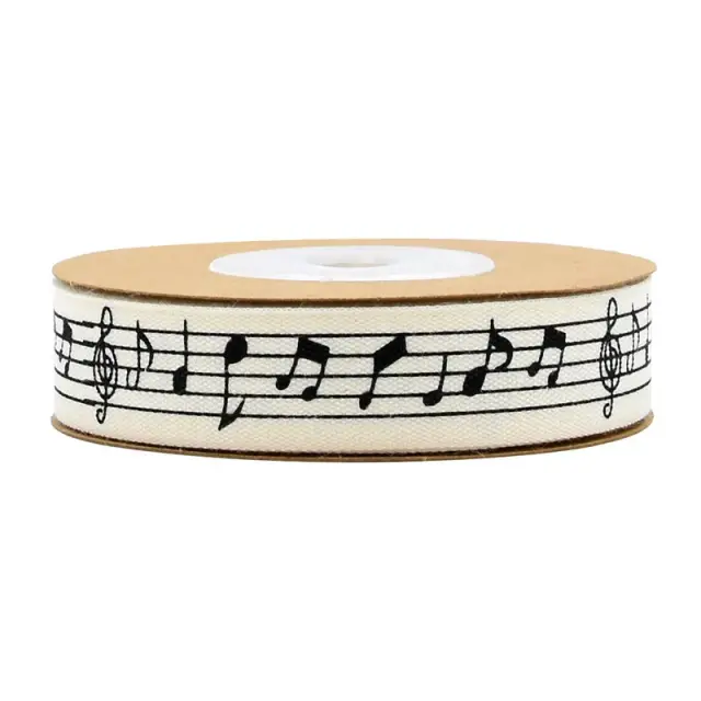 Notas Musicais em Fita de Algodão para DIY - Materiais Impressos para Casamento e Acessórios de Cabelo, 15mm, 10m por Lote