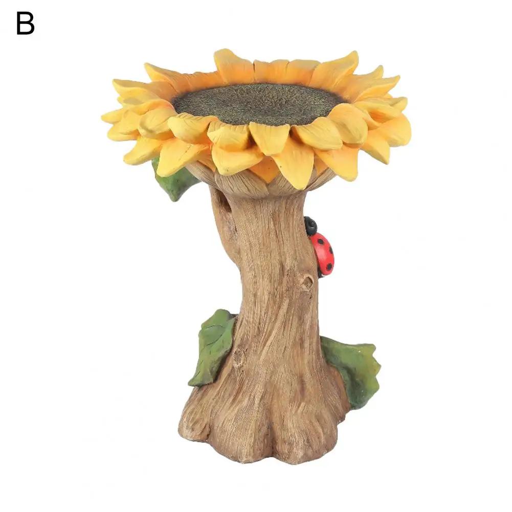 Alimentador De Água De Resina Para A Decoração Do Jardim, Little Raccoon E Girassol, Banho Natural Do Pássaro, Ornamento Bebendo - Image 1