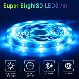 Tiras de luzes LED Bluetooth para festa de quarto, fita flexível, Wi-Fi, RGB, TV, fita, 1m-3m, 5m, 10m, 15m, 20m, 25m, 30LED por metro, 5050 - Image 2