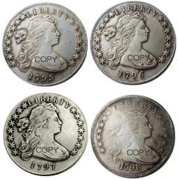 EUA Banhado A Prata Dólar Copiar Moeda, Dólar Da Liberdade, Um Conjunto De, 1795-1798, 4Pcs - Image 1