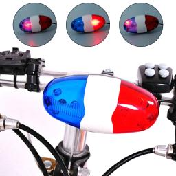 LED bicicleta polícia sirene com luz sonora, buzina elétrica, 4 sons, sirene de sino, luz de bicicleta - Image 1