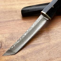 Damasco Aço Tanto Blade Mini Canivete com Ebony Handle, Ferramenta EDC portátil com Caixa de Presente, Estilo Japonês, Outdoor Camping, Novo - Image 3