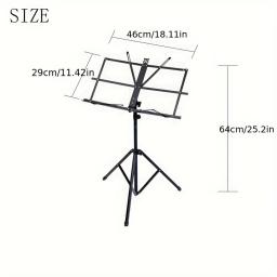 Portátil e ajustável Estável Music Stand, Bolsa de Transporte, dobrável e dobrável Titular com Music Folha Clipe Titular, 1Pc - Image 2