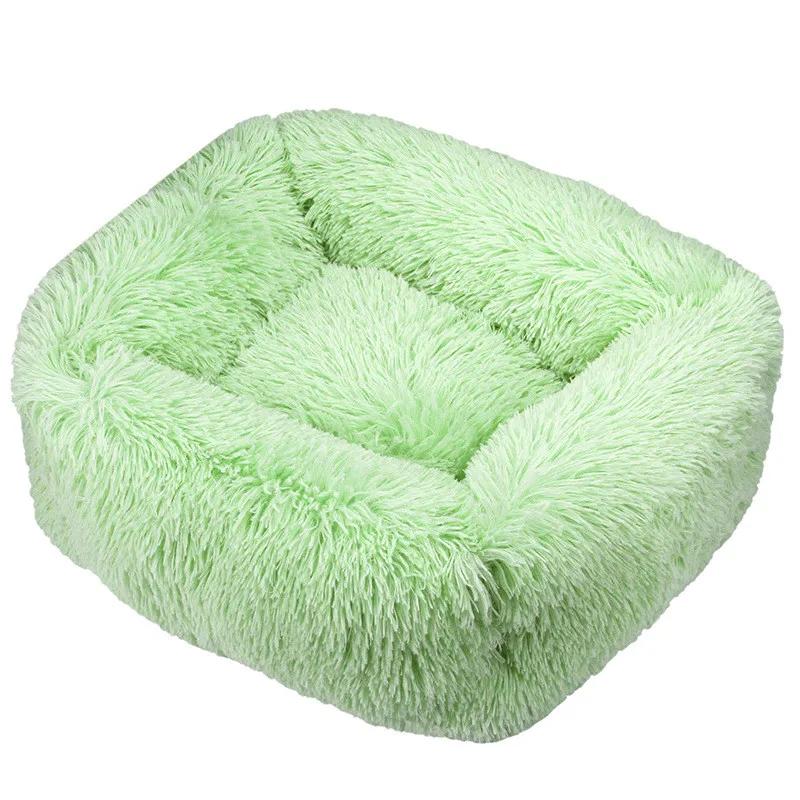 Cama luxuosa quadrada longa de pelúcia, canil lavável, tapete para cães pequenos, médios e grandes, suprimentos para animais, calmante - Image 1