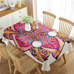 Toalha de mesa tribal mandala motivo com floral bohemia tribal estilo étnico arte jantar para sala cozinha decoração toalha de mesa retangular - Image 2