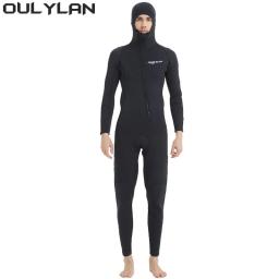 Oulylan-Fato de mergulho em neoprene para homens e mulheres, traje manga comprida, encapuzado, 3mm, zíper frontal, mergulho, natação, mergulho - Image 6