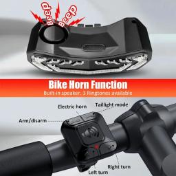 Bicicleta sem fio Rear Tail Light com suporte, Bike Brake Sensor, Rear Alarm, impermeável, Turn Signal, USB Charging, IP65 - Image 6