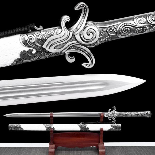 Espada Chinesa Medieval Artesanal Full Tang com Punho de Metal Afiado - Katana de Treino para Filmes de Kung Fu, Lâmina de Aço 1060 de 118cm