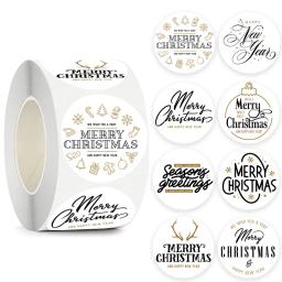 Feliz Natal selado envelope adesivo, decoração do partido, caixa de presente, decoração do lar, Baking Tags, 100-500pcs - Image 1